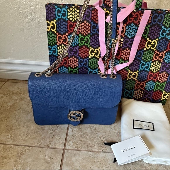 NEW authentic GUCCI Medium Dollar Interlocking G leather Shoulder Bag - Picture 6 of 13